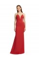 Affordable Sleeveless V-Neck Stretch Crepe Red Long Prom Dress Canada