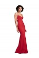 Affordable Sleeveless Spaghetti Straps Stretch Crepe Red Long Prom Dress Canada