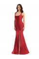 Affordable Sleeveless Square Neck Silky Satin Red Long Plus Size Formal Prom Dress Canada