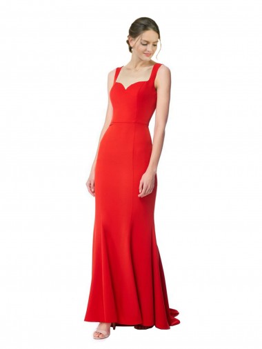 Affordable Sleeveless Sweetheart Stretch Crepe Red Long Evening Prom Dress Canada