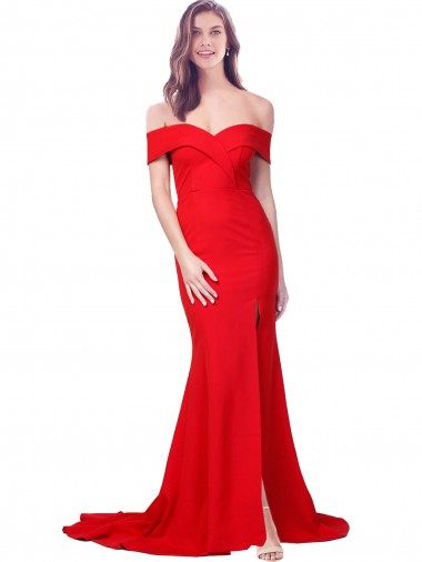 Affordable Sleeveless Sweetheart Stretch Crepe Red Long Prom Dress Canada