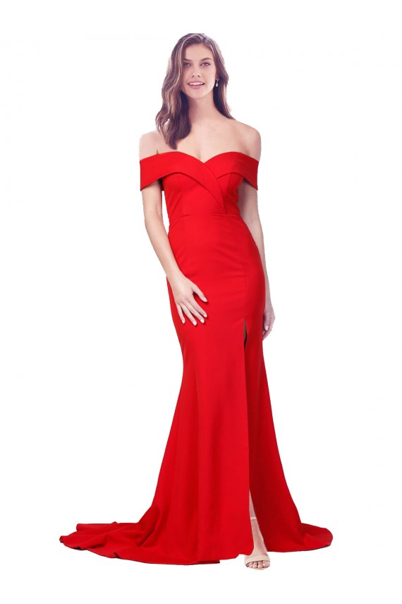 Affordable Sleeveless Sweetheart Stretch Crepe Red Long Prom Dress Canada