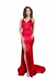 Affordable Sleeveless Sweetheart Stretch Satin Red Long Low Back Prom Dress Canada