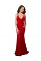 Affordable Sleeveless V-Neck Lace Red Long Prom Dress Canada