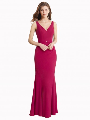 Affordable Sleeveless High Neck Soft Chiffon Red Long Prom Dress Canada
