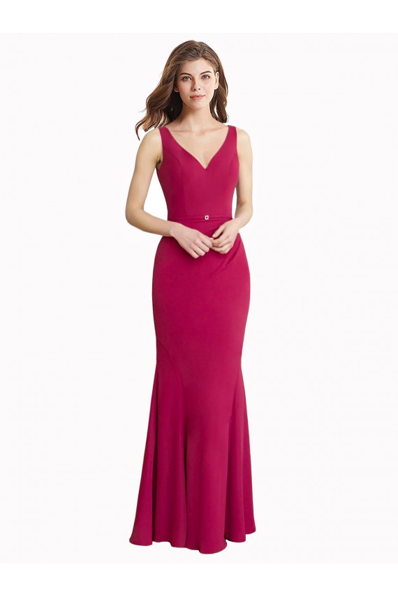 Affordable Sleeveless High Neck Soft Chiffon Red Long Prom Dress Canada