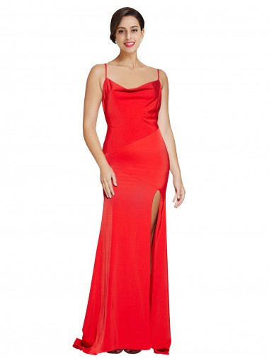 Affordable Sleeveless Strapless Stretch Satin Red Long Prom Dress Canada