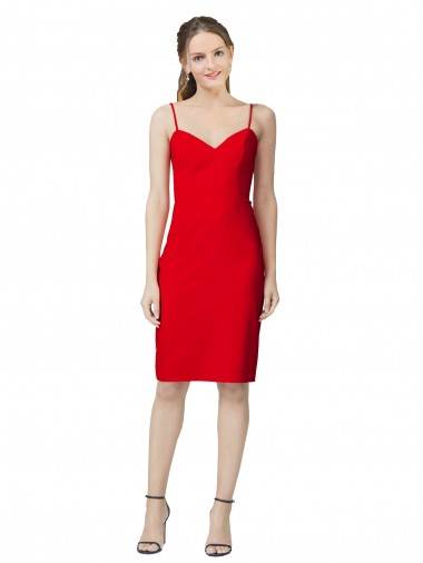 Affordable Sleeveless Sweetheart Stretch Crepe Red Cocktail Length Prom Dress Canada