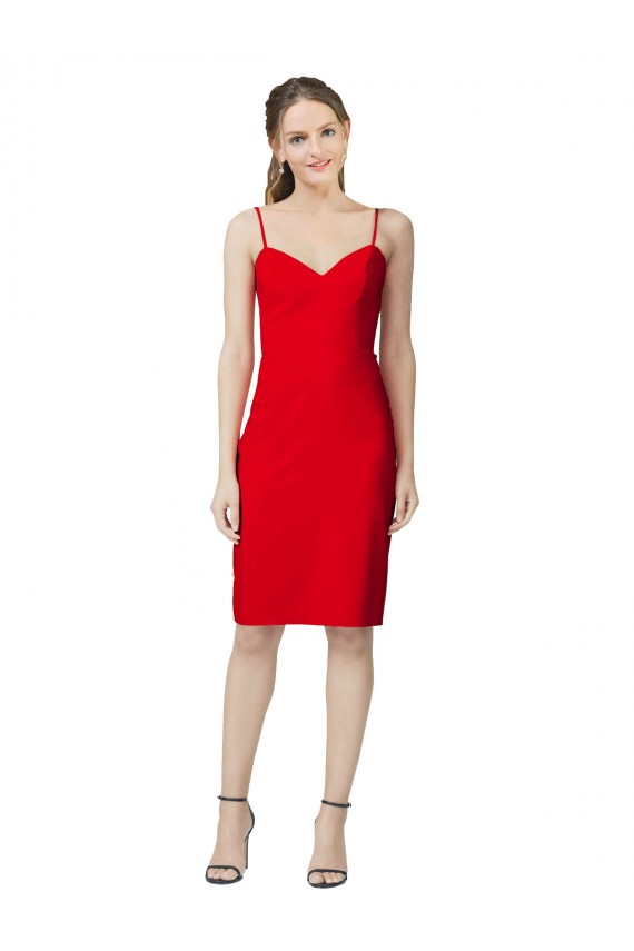 Affordable Sleeveless Sweetheart Stretch Crepe Red Cocktail Length Prom Dress Canada