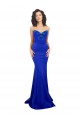 Affordable Sleeveless High Neck Stretch Crepe Royal Blue Long Prom Dress Canada
