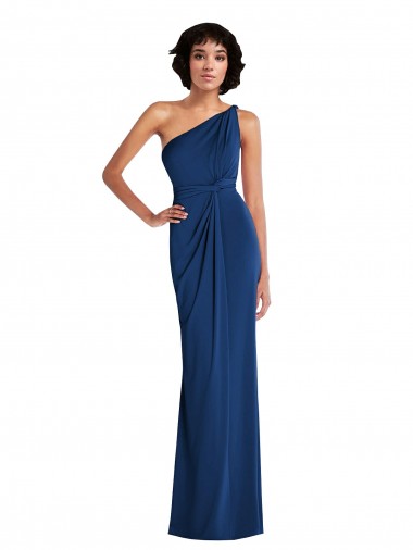 Affordable Sleeveless One Shoulder Spandex Royal Blue Long Prom Dress Canada