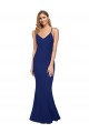 Affordable Sleeveless V-Neck Stretch Crepe Royal Blue Long Prom Dress Canada