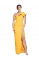 Affordable Sleeveless One Shoulder Stretch Crepe Saffron Long Prom Dress Canada