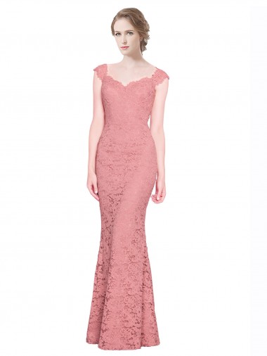 Affordable Sleeveless Sweetheart Lace Salmon Long Prom Dress Canada