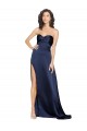 Affordable Sleeveless High Neck Silky Satin Sapphire Long Prom Dress Canada
