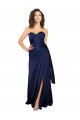 Affordable Sleeveless Sweetheart Silk like Satin Sapphire Long Prom Dress Canada