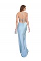 Affordable Sleeveless Cowl Neck Silky Satin Light Sky Blue Long Prom Dress Canada