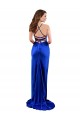 Affordable Sleeveless Cowl Neck Silky Satin Royal Blue Long Prom Dress Canada