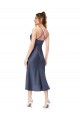 Affordable Sleeveless Cowl Neck Silky Satin Black Midi Length High Low Prom Dress Canada