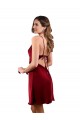 Affordable Sleeveless Cowl Neck Silky Satin Burgundy Midi Length Prom Dress Canada