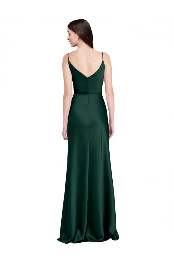 Affordable Sleeveless Cowl Neck Stretch Satin Hunter Long Black Tie Prom Dress Canada