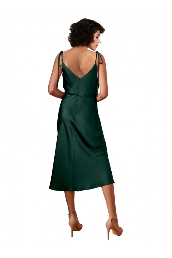 Affordable Sleeveless Cowl Neck Stretch Satin Hunter Midi Length Black Tie Prom Dress Canada