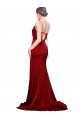 Affordable Sleeveless Cowl Neck Stretch Satin Burgundy Sweep Train Black Tie Prom Dress Canada