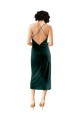 Affordable Sleeveless Cowl Neck Stretch Velvet Dark Green Midi Length Prom Dress Canada