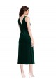 Affordable Sleeveless Cowl Neck Stretch Velvet Dark Green Midi Length V-Back Prom Dress Canada