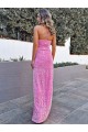 Affordable Sleeveless Halter Neck Velvet Sequin Long Prom Dress Canada