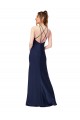 Affordable Sleeveless High Neck Silky Satin Sapphire Sheath Long Prom Dress Canada