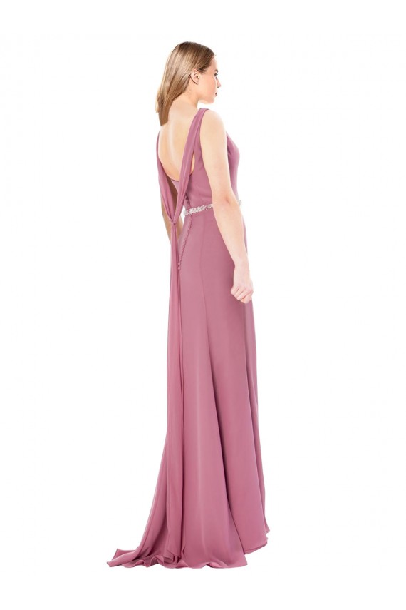 Affordable Sleeveless High Neck Soft Chiffon Long Prom Dress Canada