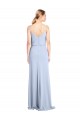 Affordable Sleeveless High Neck Stretch Crepe Light Sky Blue Sheath Long Prom Dress Canada