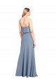Affordable Sleeveless High Neck Stretch Crepe Smoke Blue Long Prom Dress Canada