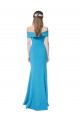 Affordable Sleeveless Off the Shoulder Stretch Crepe Peacock Blue Long Prom Dress Canada