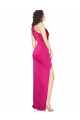 Affordable Sleeveless One Shoulder Silky Satin Fuchsia Long Prom Dress Canada