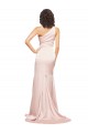 Affordable Sleeveless One Shoulder Silky Satin Pink Long Black Tie Prom Dress Canada