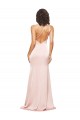 Affordable Sleeveless One Shoulder Silk like Satin Pink Long Low Back Prom Dress Canada