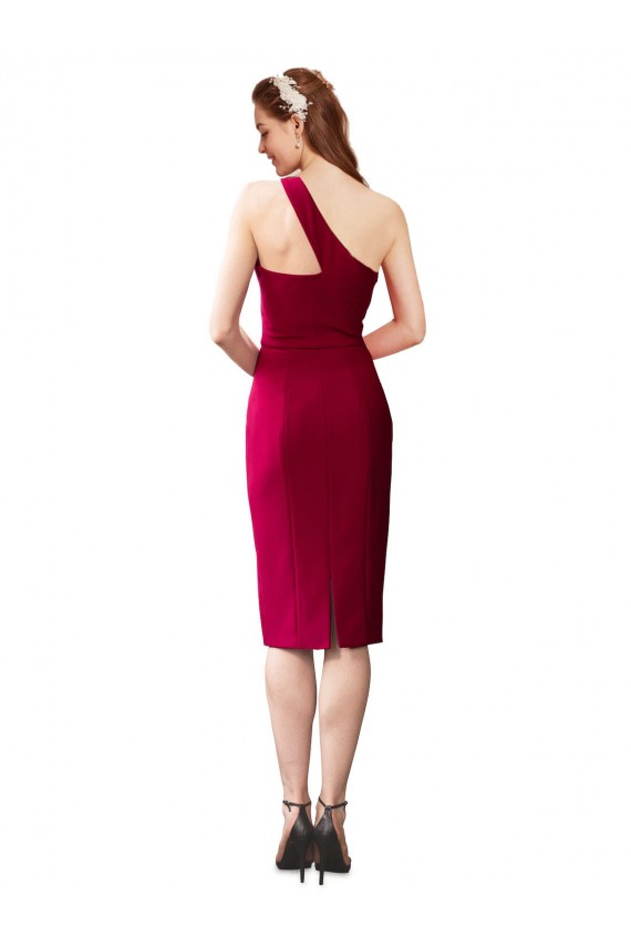 Affordable Sleeveless One Shoulder Stretch Crepe Black Cocktail Length Prom Dress Canada
