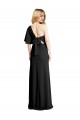 Affordable Flutter Sleeves One Shoulder Stretch Crepe Black Long Prom Dress Canada