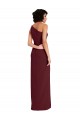 Affordable Sleeveless One Shoulder Stretch Crepe Burgundy Gold Long Prom Dress Canada