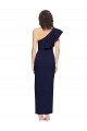 Affordable Sleeveless One Shoulder Stretch Crepe Dark Navy Sheath Long Prom Dress Canada