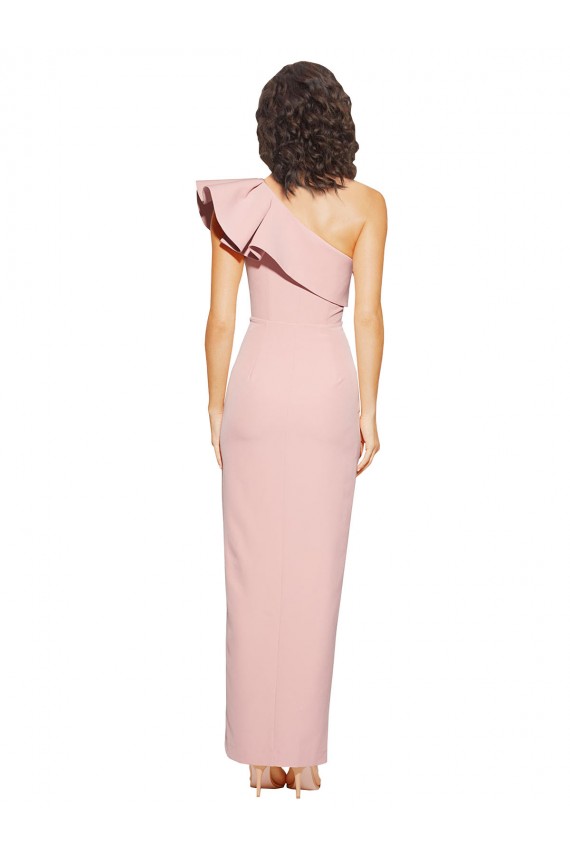 Affordable Sleeveless One Shoulder Stretch Crepe Mauve Long Prom Dress Canada