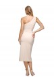 Affordable Sleeveless One Shoulder Stretch Crepe Nude Midi Length Prom Dress Canada