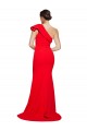 Affordable Sleeveless One Shoulder Stretch Crepe Red Sweep Train Prom Dress Canada