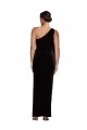 Affordable Sleeveless One Shoulder Stretch Velvet Black Long Prom Dress Canada