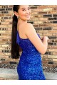 Affordable Sleeveless One Shoulder Velvet Sequin Royal Blue Short Homecoming Dresses Canada