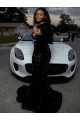 Affordable Long Sleeves One Shoulder Velvet Sequin Black Sweep Train Prom Dress Canada