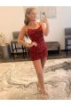 Affordable Sleeveless Spaghetti Straps Velvet Sequin Burgundy Short Prom Dress Canada