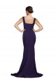 Affordable Sleeveless Square Neck Stretch Crepe Dark Navy Sweep Train Prom Dress Canada